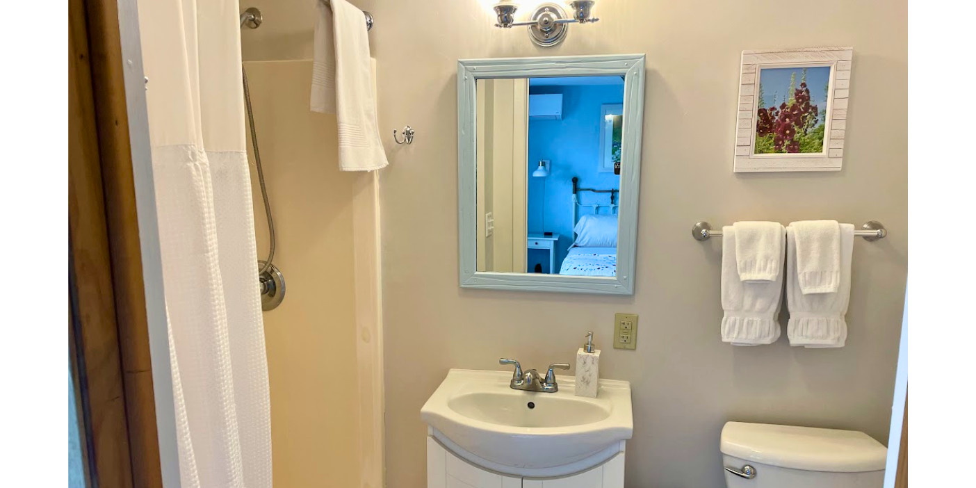 Bathroom with shower, sink and Toilet