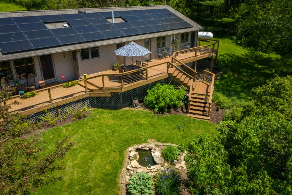 solar panels on our main house over the deck and gardens