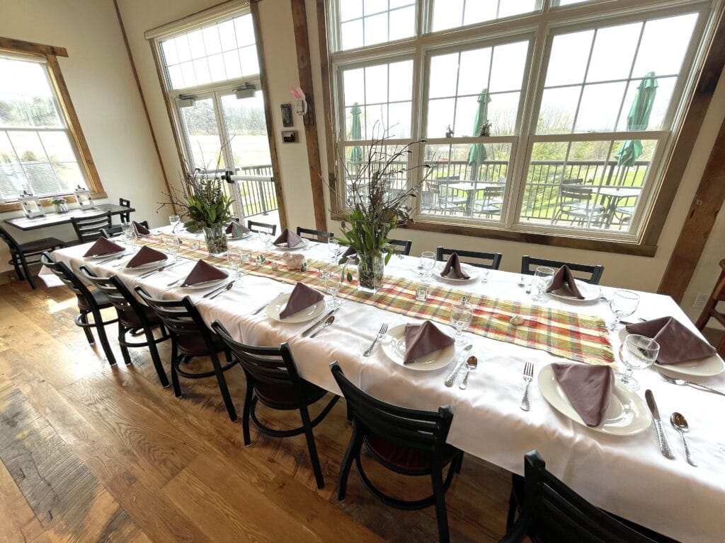 table set for a group of people