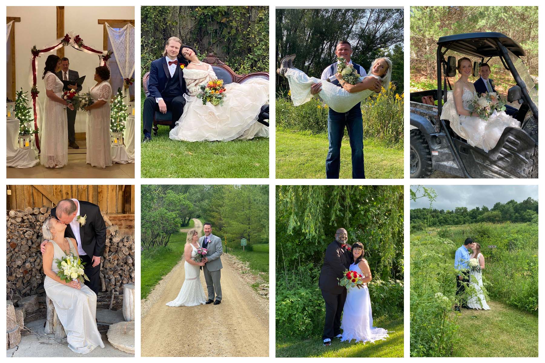 collage of brides and grooms