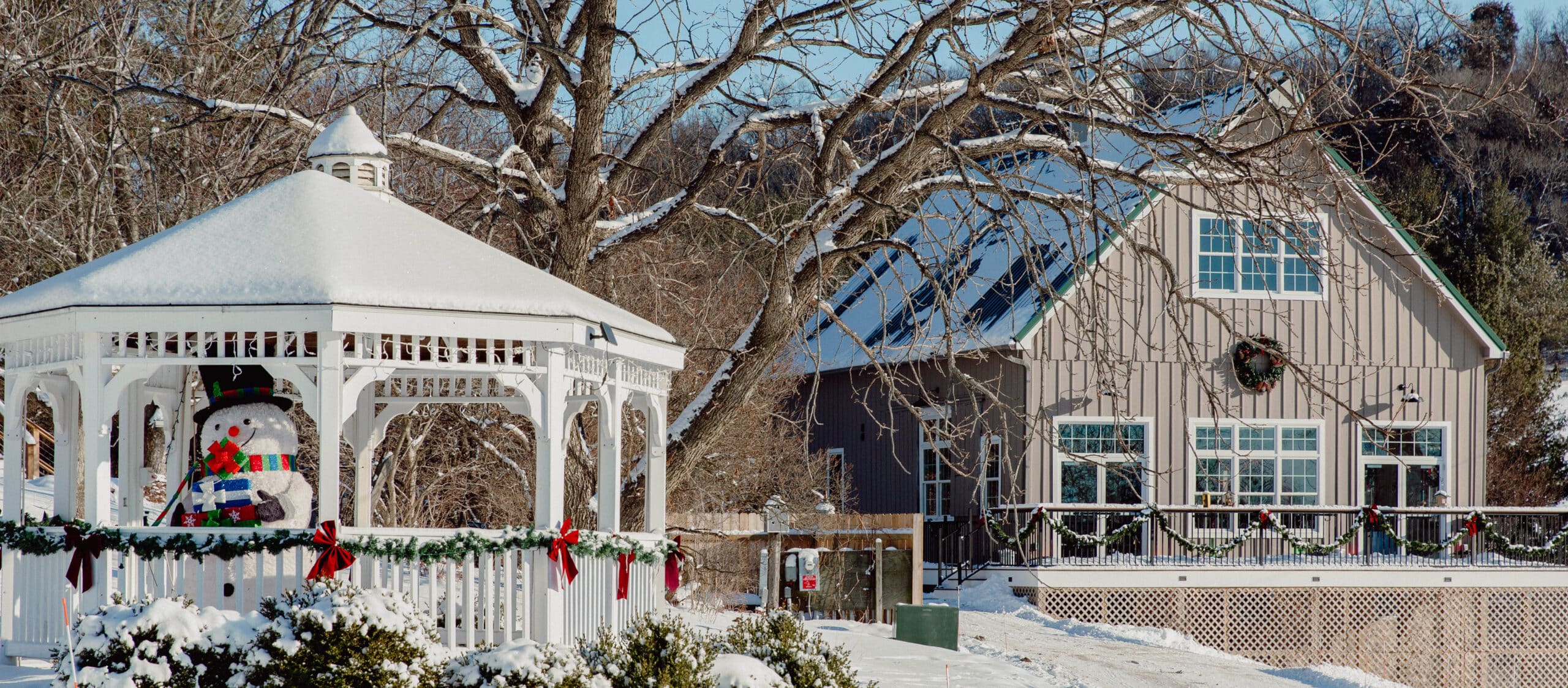 snowy holiday gazebo at Hawk Valley Retreat